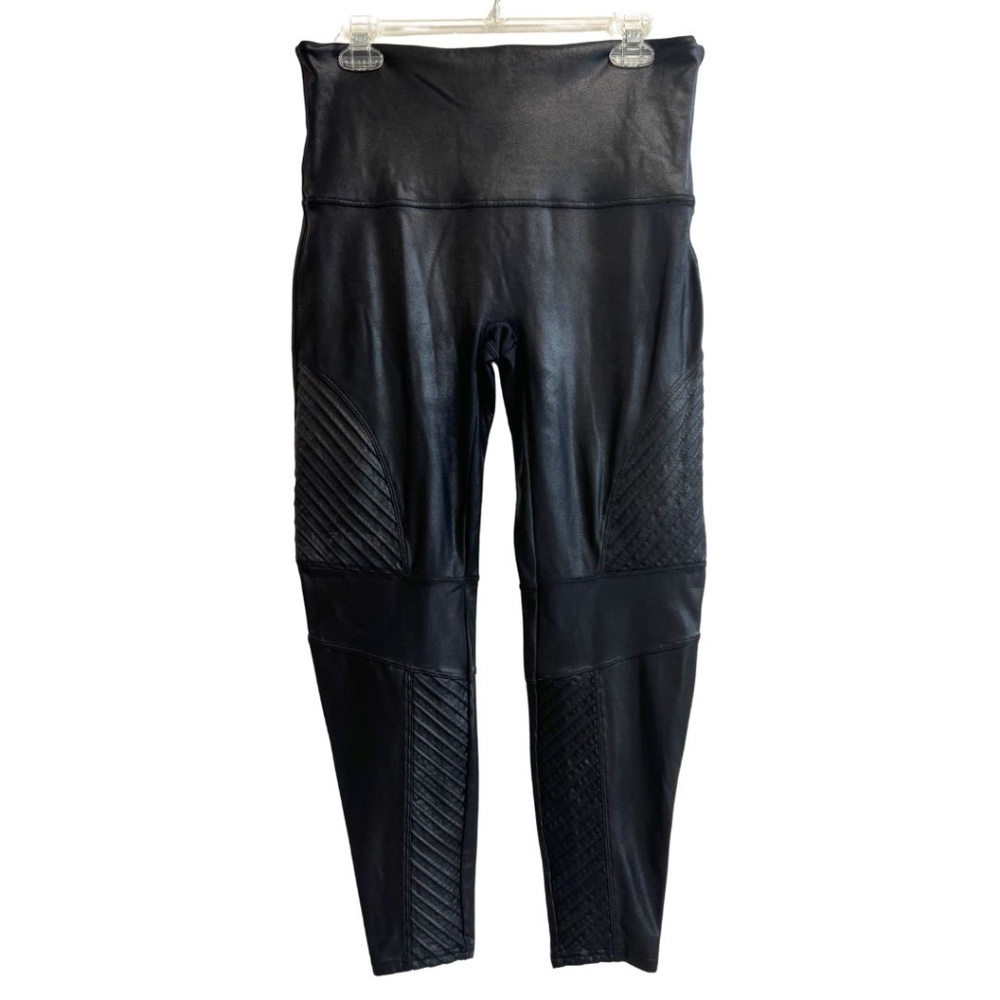 Spanx Black Faux Leather Moto Leggings Women’s Size 1X